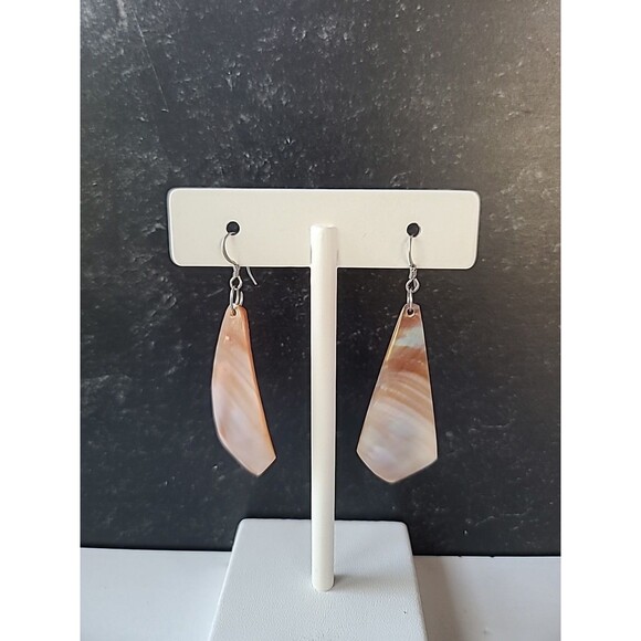 Abalone Shell Dangling Pierced Earrings Vintage, READ Description - Picture 2 of 10